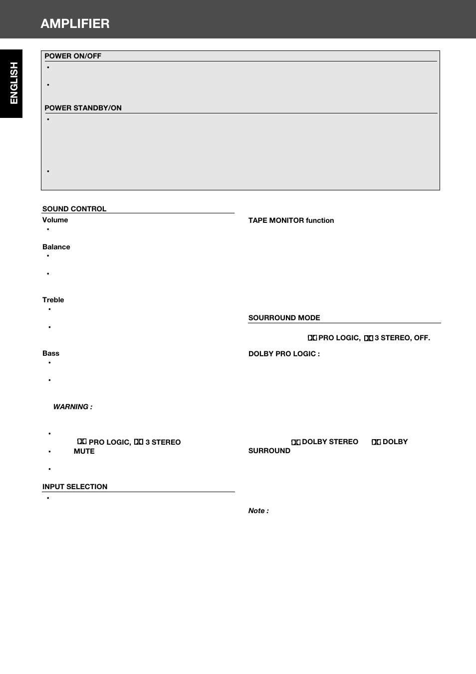 Amplifier, English | Sherwood RV-4060R User Manual | Page 8 / 13