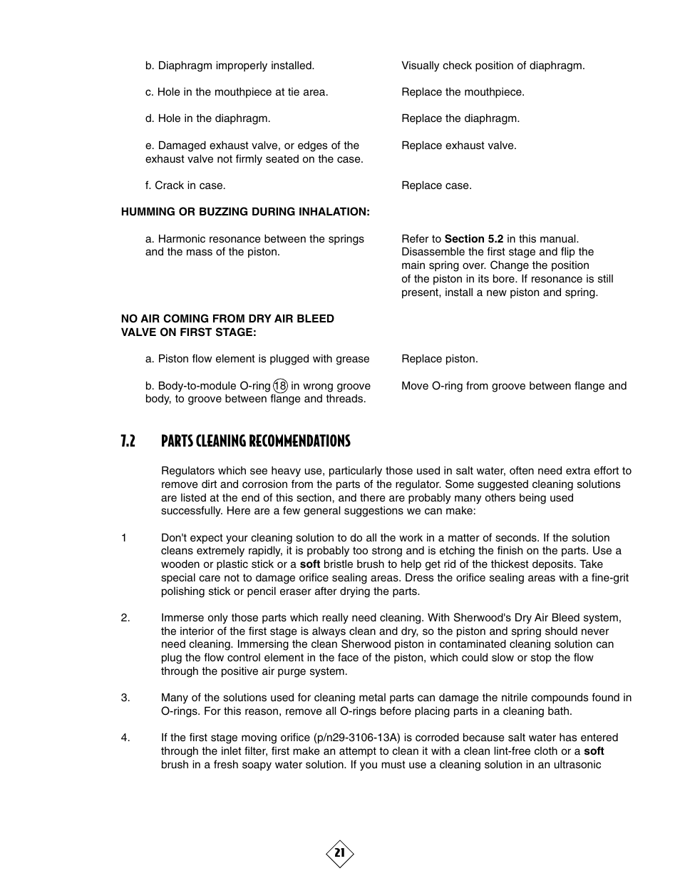 2 parts cleaning recommendations | Sherwood MAXIMUS SRB3600 User Manual | Page 24 / 29
