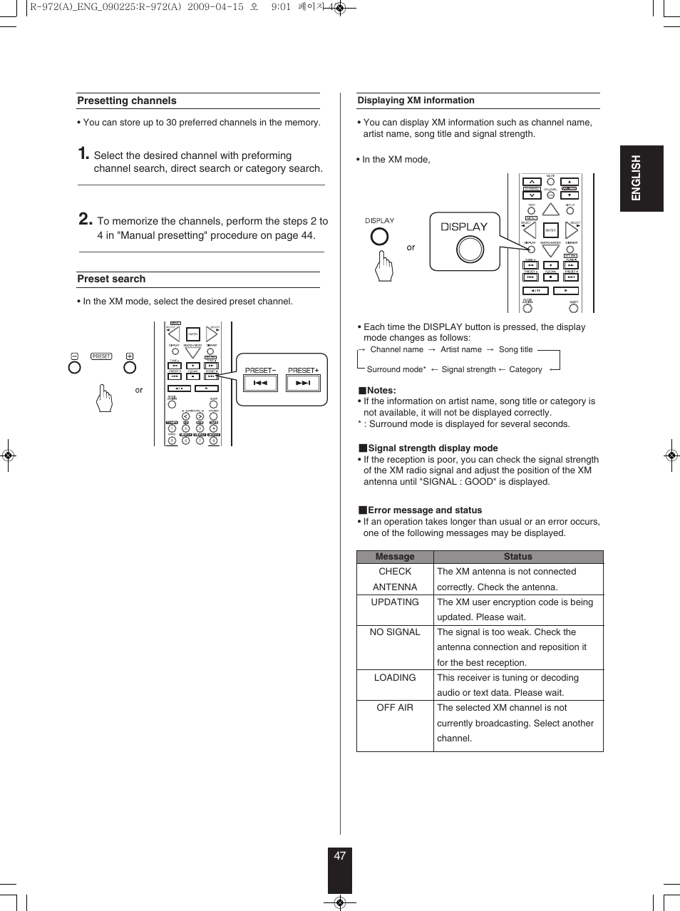 Sherwood Newcastle R-972 User Manual | Page 47 / 92