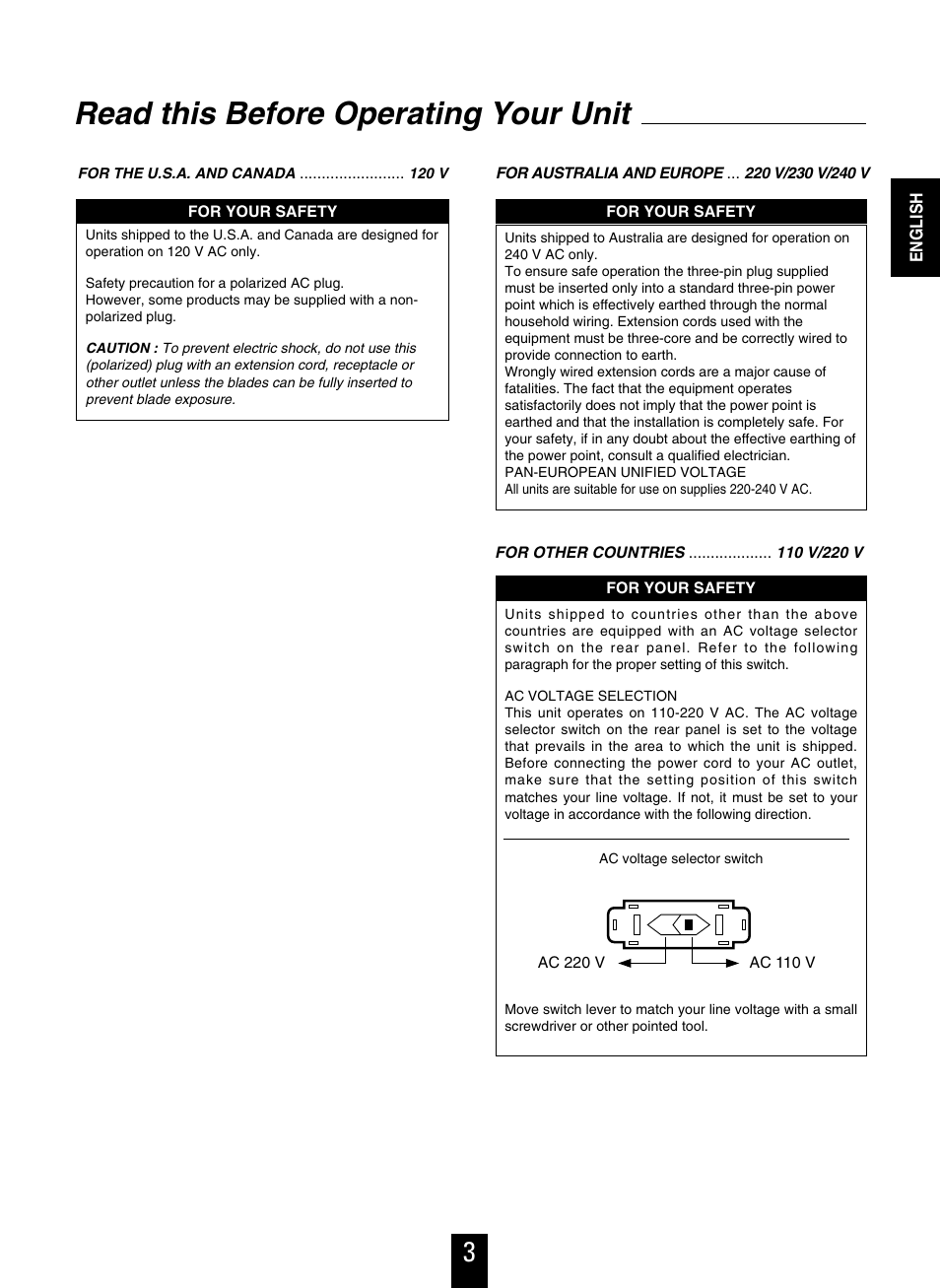 Read this before operating your unit | Sherwood D-480 User Manual | Page 3 / 20