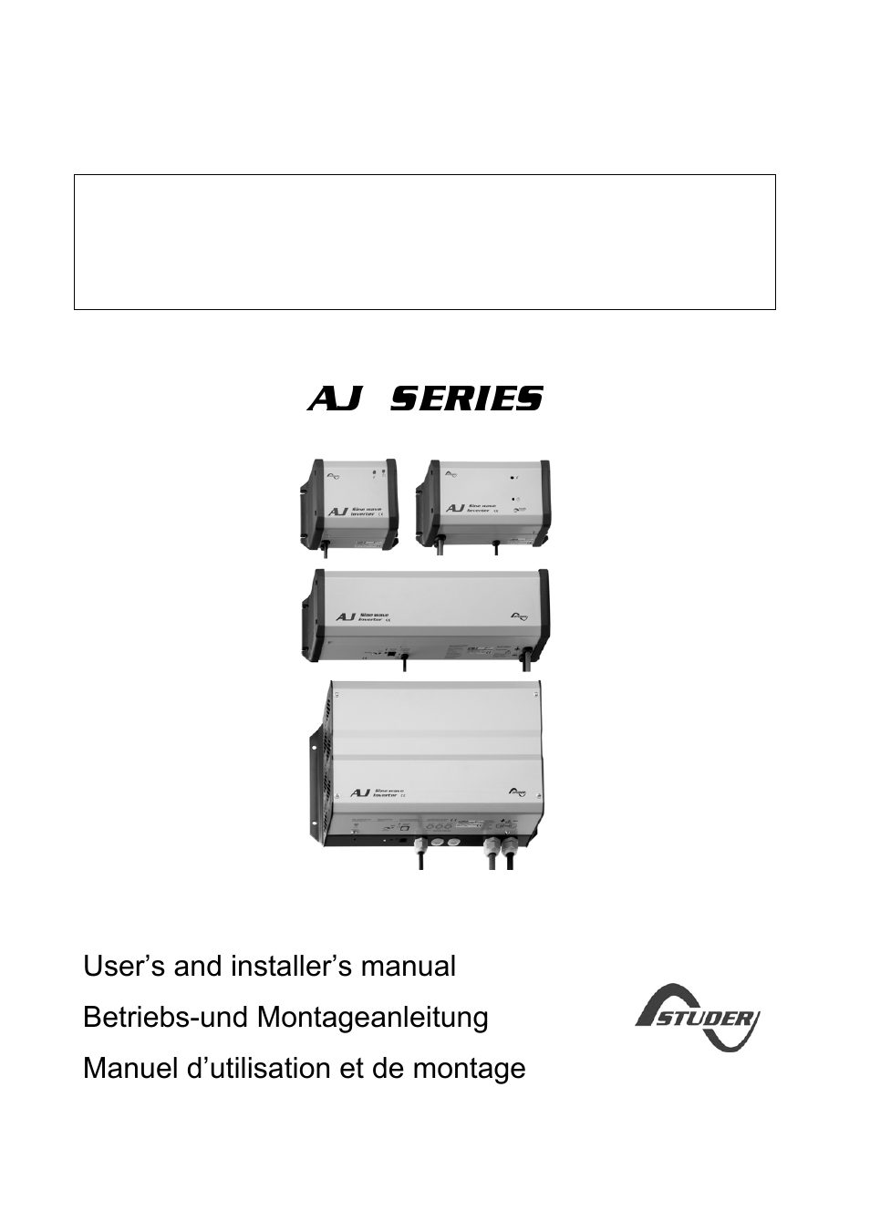 Studer Innotec AJ SERIES User Manual | 24 pages