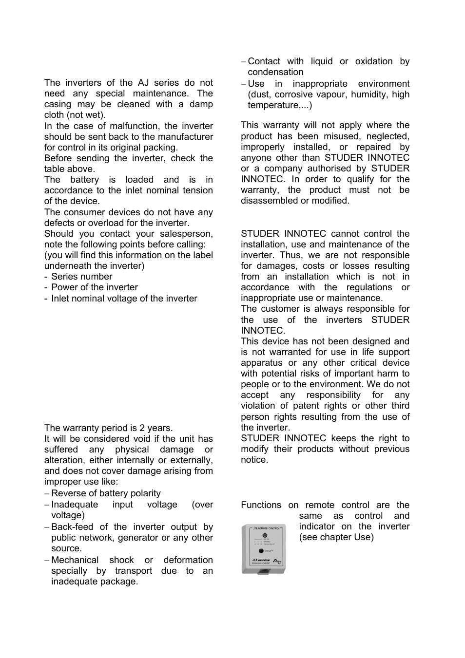 Studer Innotec AJ SERIES User Manual | Page 7 / 24