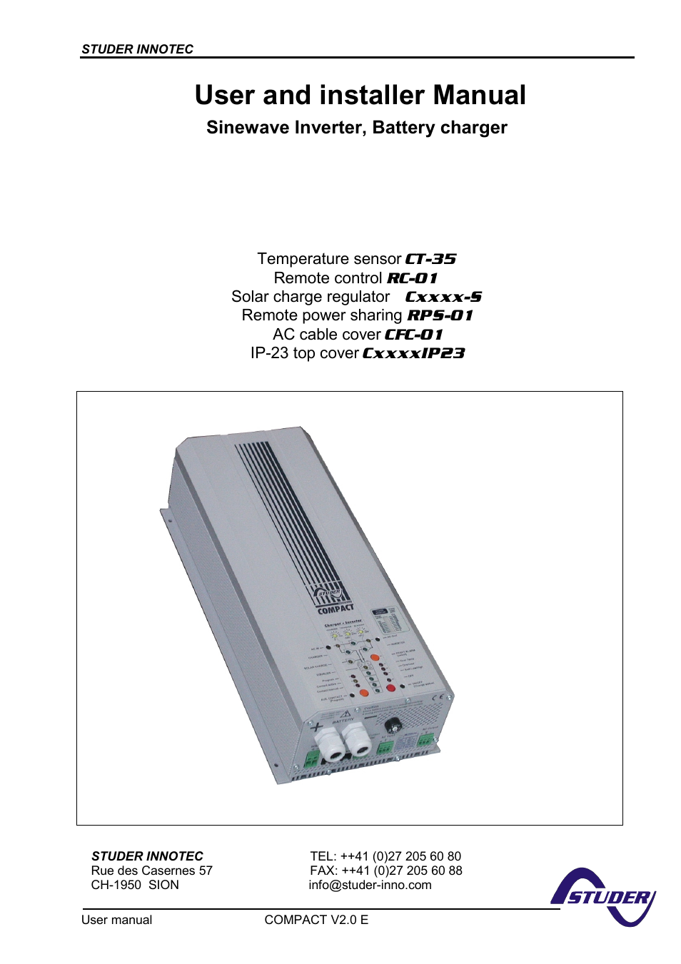 Studer Innotec C3548 COMPACT User Manual | 23 pages