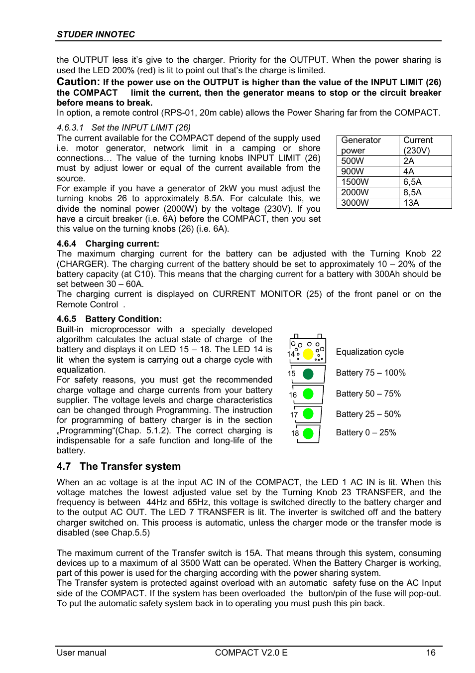 Caution | Studer Innotec C3548 COMPACT User Manual | Page 16 / 23