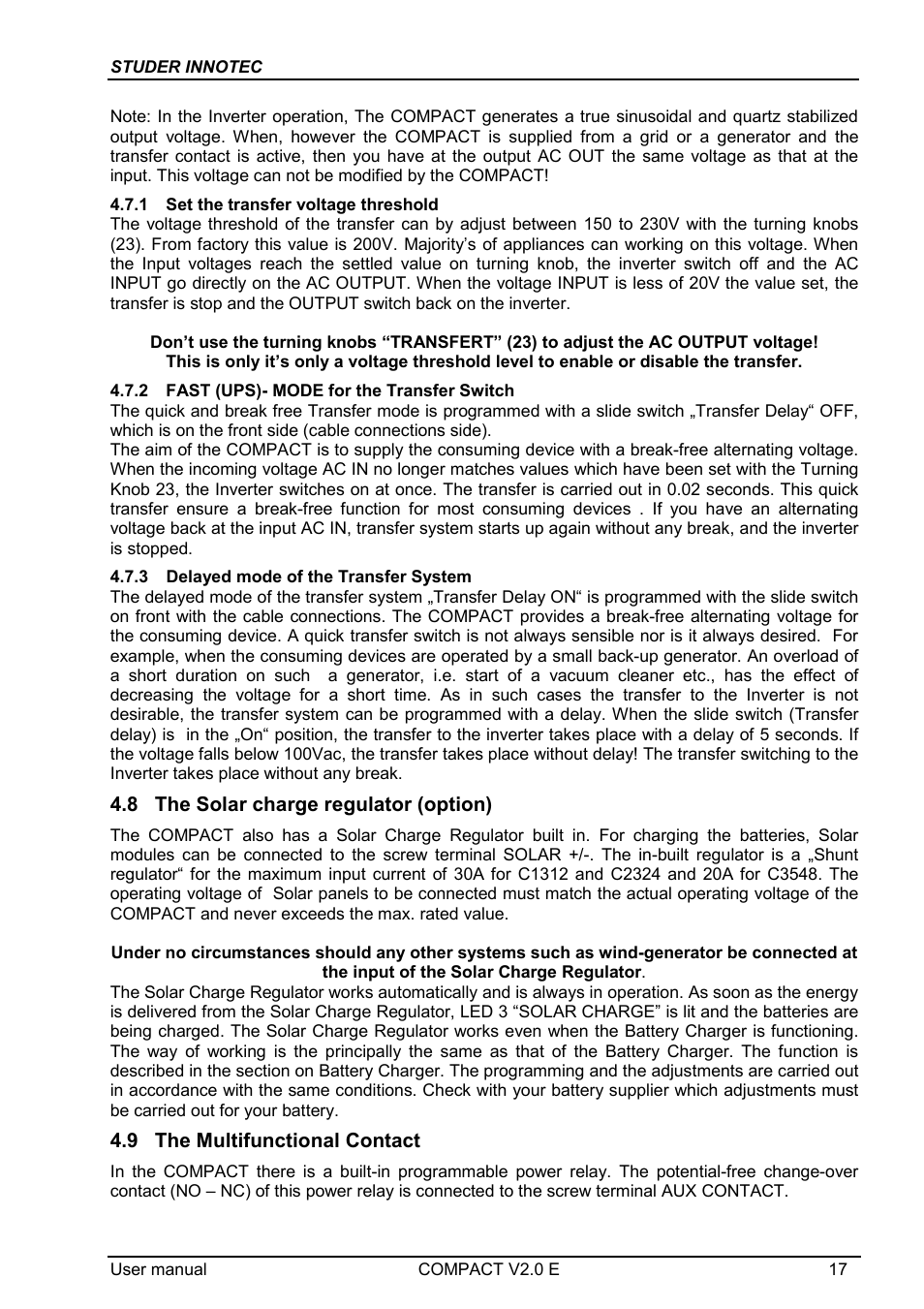 Studer Innotec C3548 COMPACT User Manual | Page 17 / 23