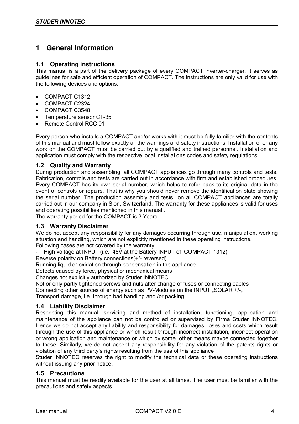 1 general information | Studer Innotec C3548 COMPACT User Manual | Page 4 / 23