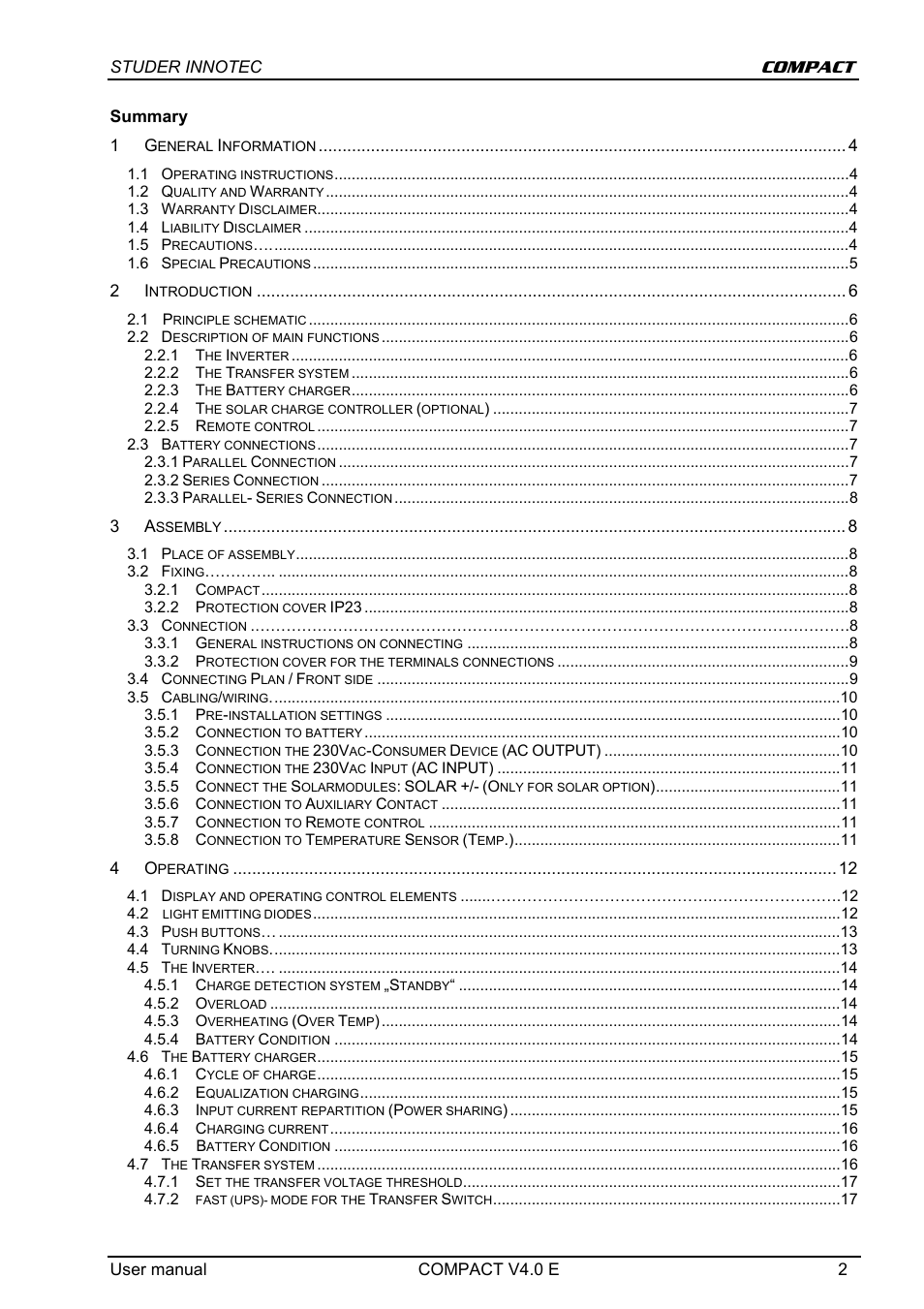 Compact | Studer Innotec C 1600-12 User Manual | Page 2 / 23