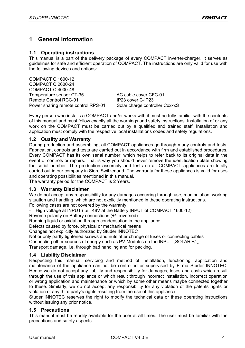 1 general information | Studer Innotec C 1600-12 User Manual | Page 4 / 23