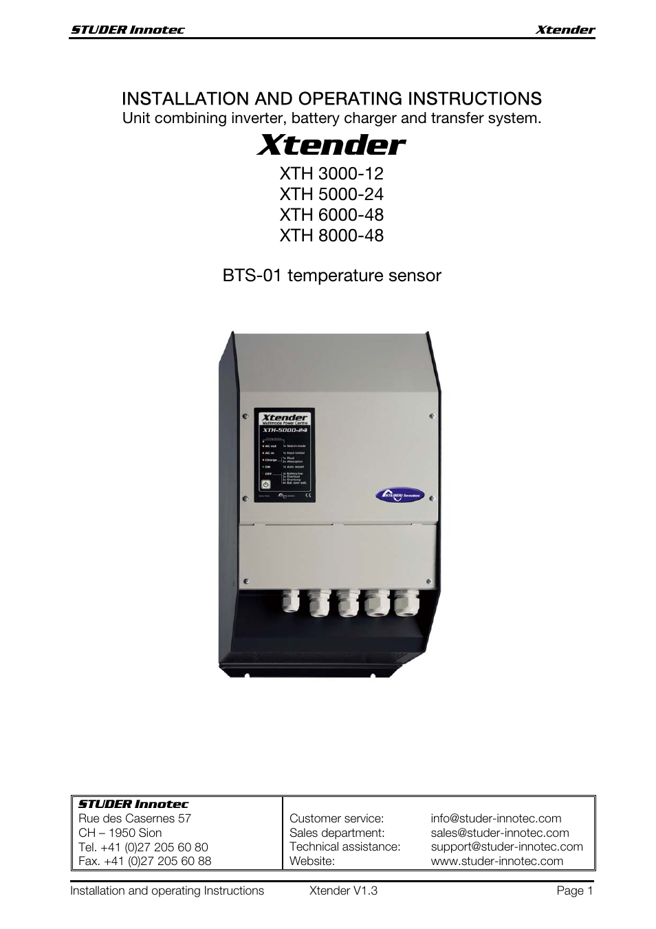 Studer Innotec XTH 5000-24 User Manual | 36 pages