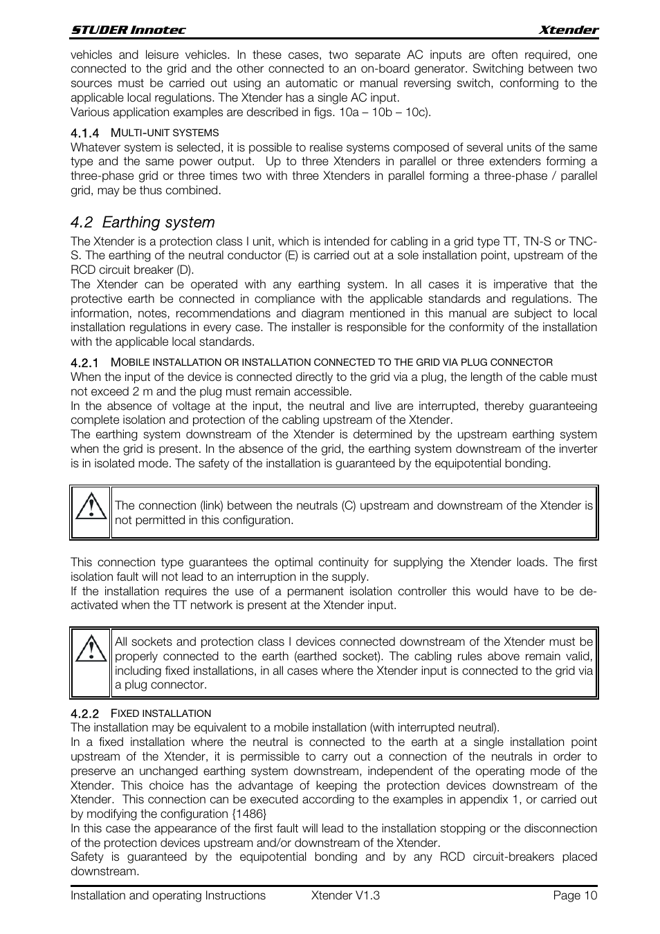 2 earthing system | Studer Innotec XTH 5000-24 User Manual | Page 10 / 36