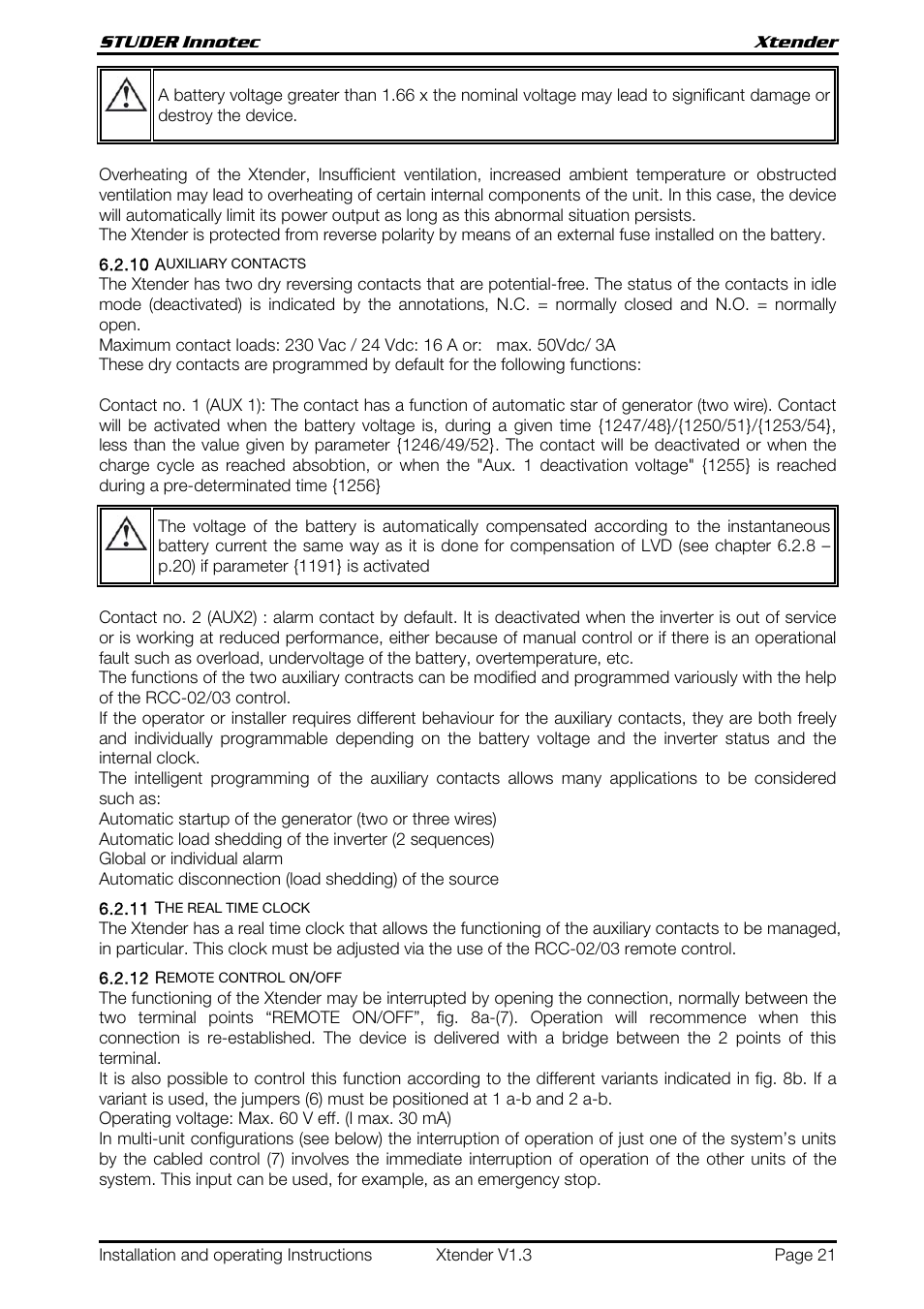 Studer Innotec XTH 5000-24 User Manual | Page 21 / 36