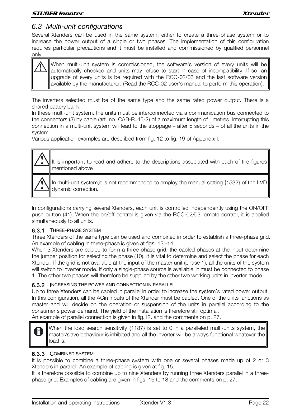 3 multi-unit configurations | Studer Innotec XTH 5000-24 User Manual | Page 22 / 36