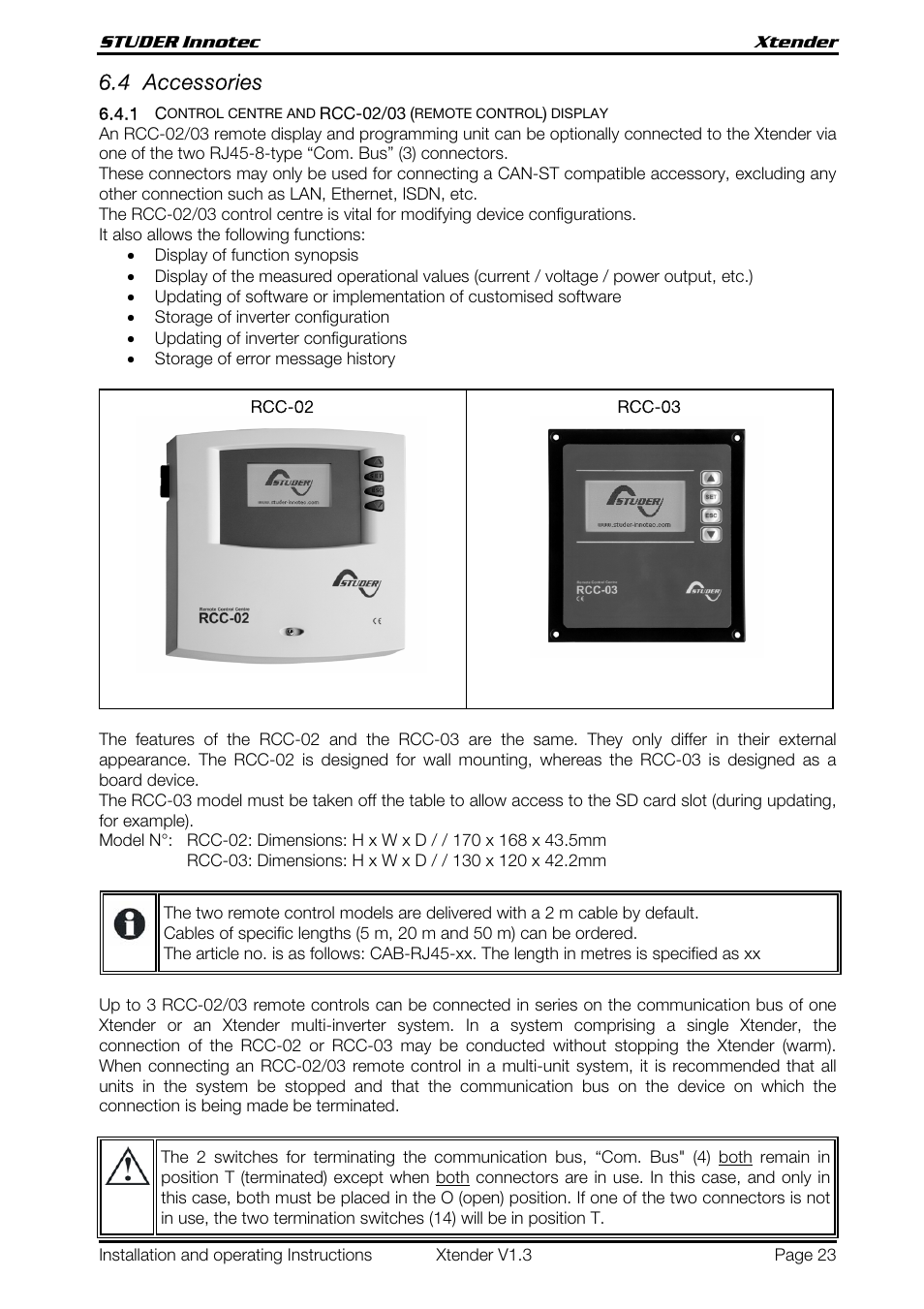 4 accessories | Studer Innotec XTH 5000-24 User Manual | Page 23 / 36