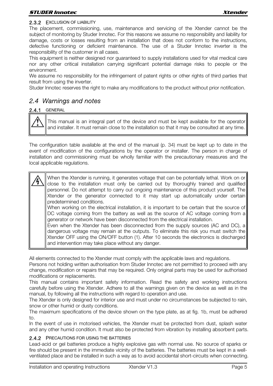 Studer Innotec XTH 5000-24 User Manual | Page 5 / 36