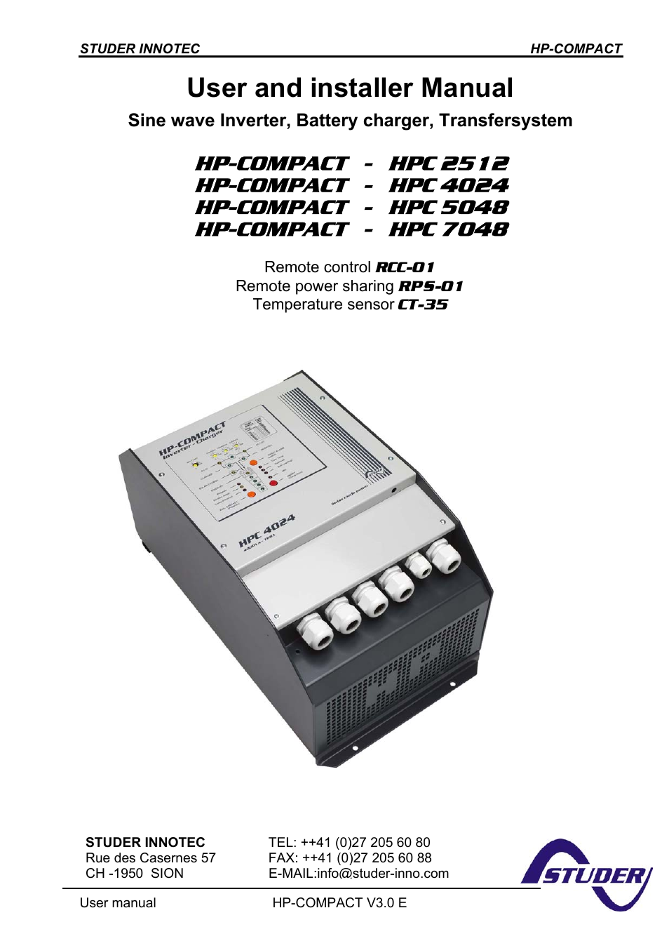 Studer Innotec HPC4024 User Manual | 25 pages