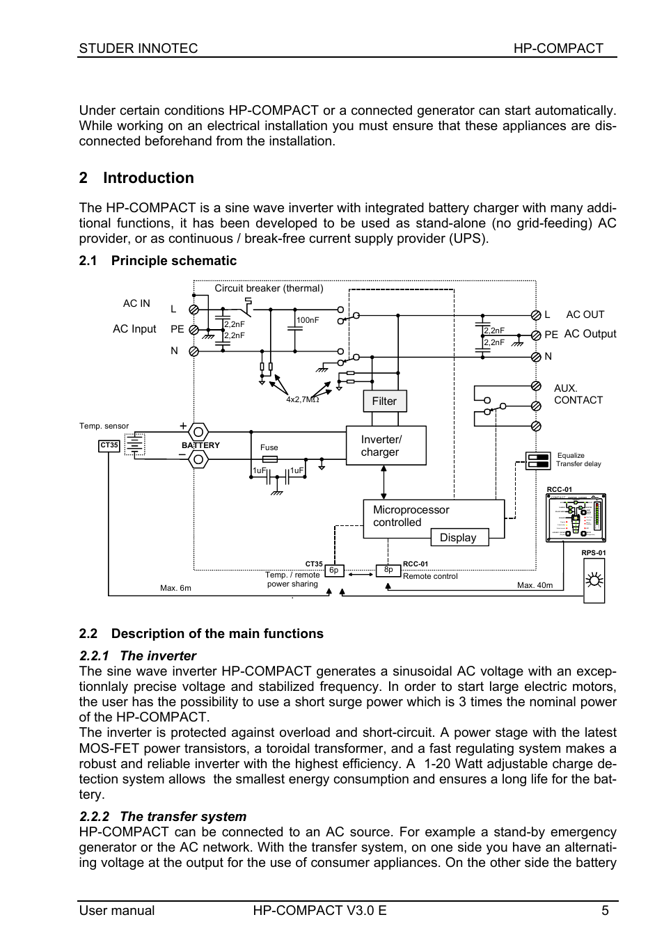 2 introduction, Ac input ac output | Studer Innotec HPC4024 User Manual | Page 5 / 25