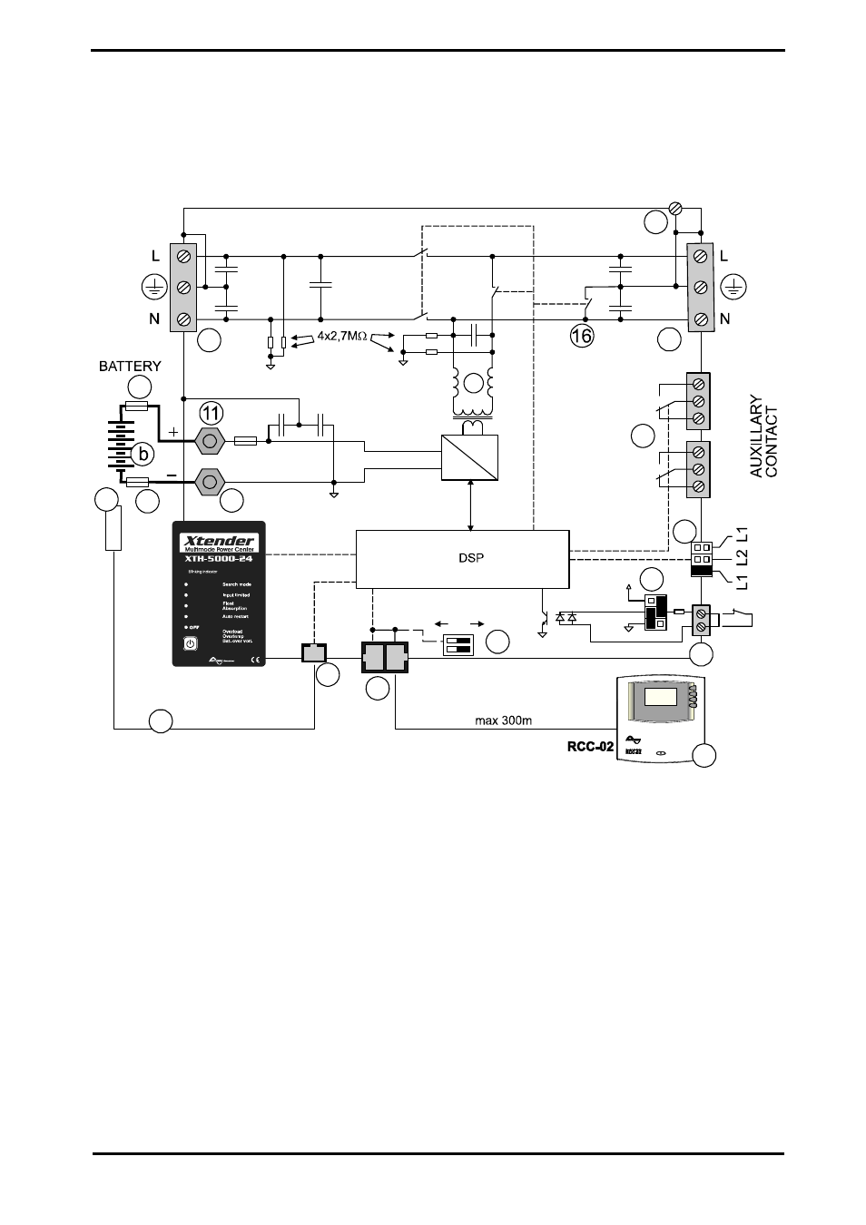 6 description and functioning, 1 circuit diagram, 2 description of the main functions | 1 inverter, 2 automatic load detection, Description and functioning, Circuit diagram, Description of the main functions, Au x2 au x1, 17 a | Studer Innotec XTH 3000-12 User Manual | Page 18 / 40