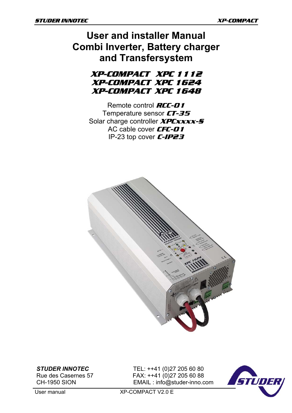 Studer Innotec XPC 1112 User Manual | 22 pages