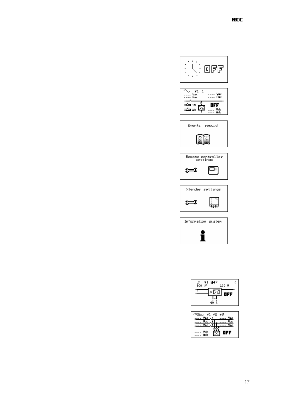 Basic displays | Studer Innotec RCC-03 User Manual | Page 17 / 51