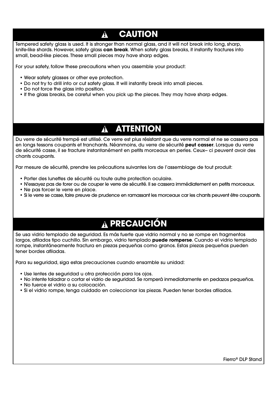 Caution precaución attention | Studio RTA Fierro 402875 User Manual | Page 9 / 14