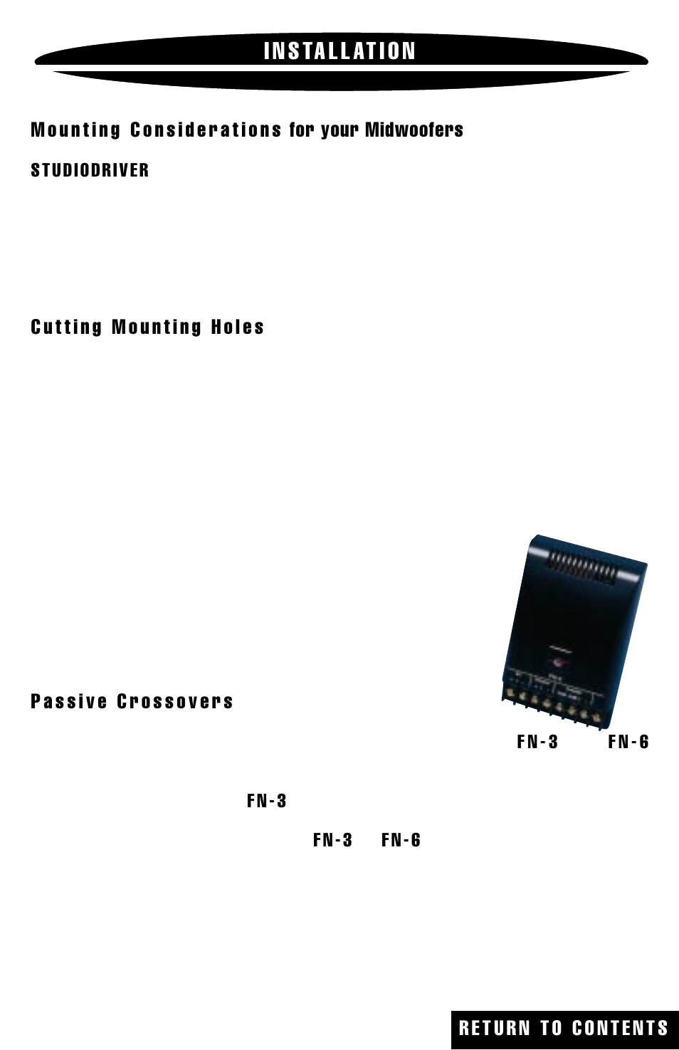 I n s t a l l a t i o n, I n s ta l l at i o n | Studio RTA Component Speaker User Manual | Page 10 / 15