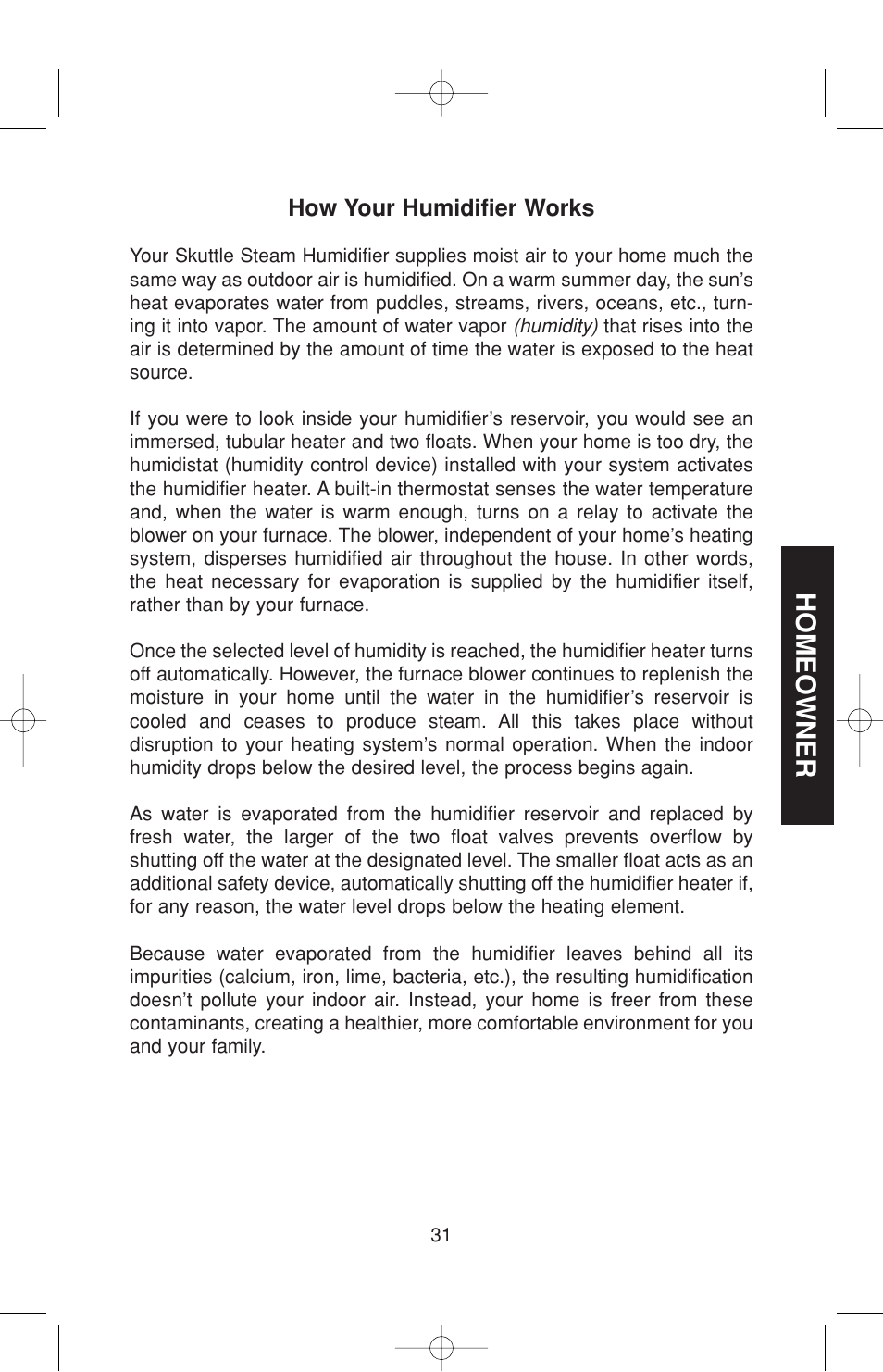 Homeowner | Skuttle Indoor Air Quality Products 60-2 User Manual | Page 31 / 40