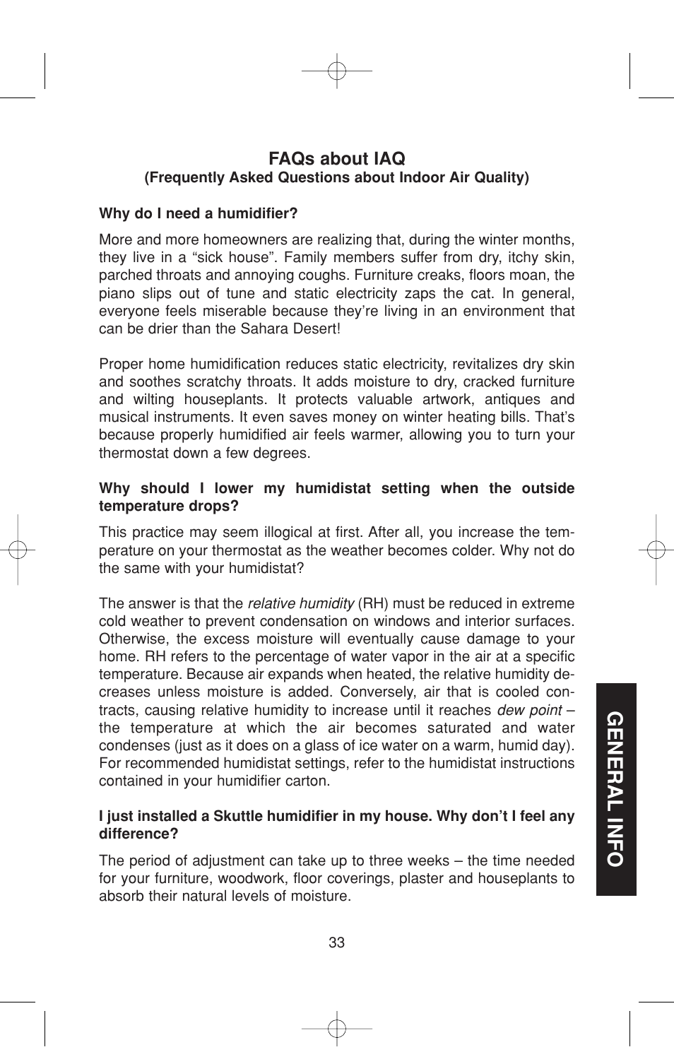 General info | Skuttle Indoor Air Quality Products 60-2 User Manual | Page 33 / 40