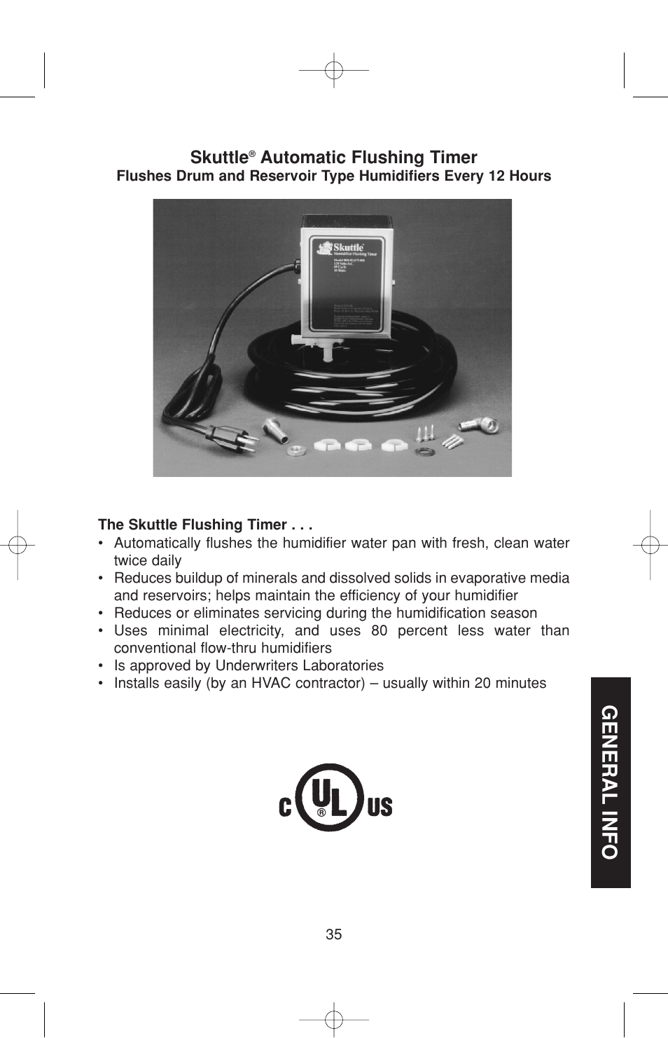 General info, Skuttle, Automatic flushing timer | Skuttle Indoor Air Quality Products 60-2 User Manual | Page 35 / 40