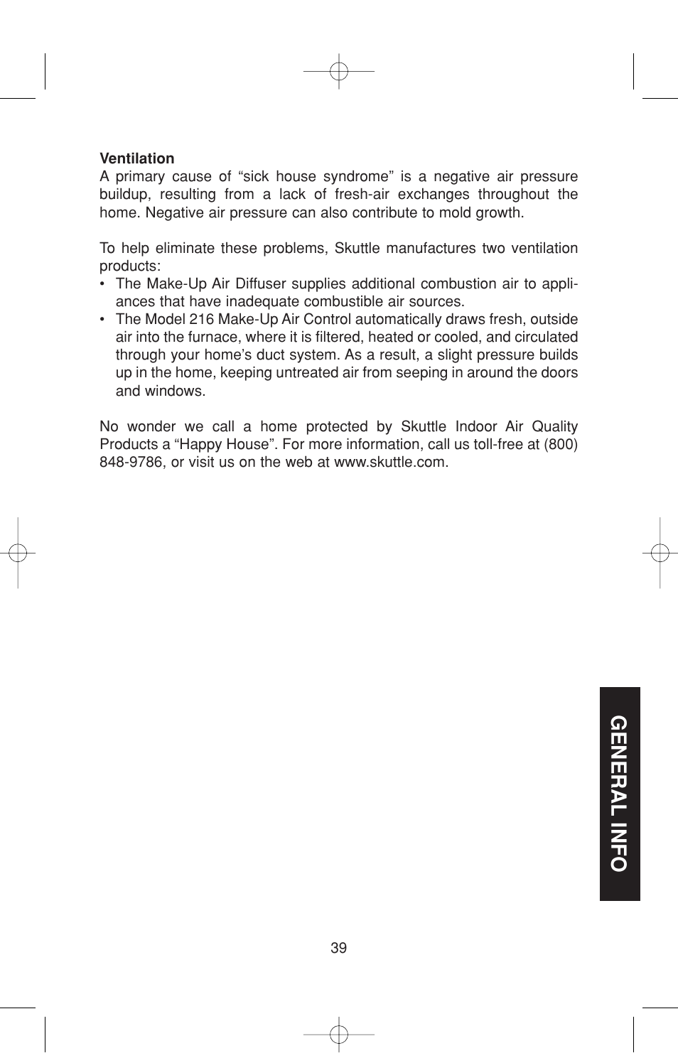 General info | Skuttle Indoor Air Quality Products 60-2 User Manual | Page 39 / 40