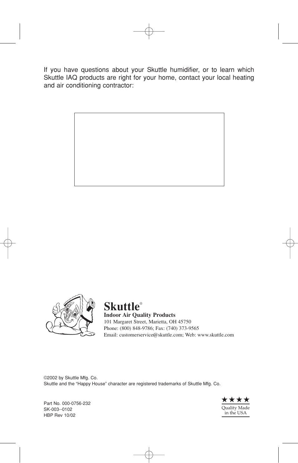 Skuttle | Skuttle Indoor Air Quality Products 60-2 User Manual | Page 40 / 40
