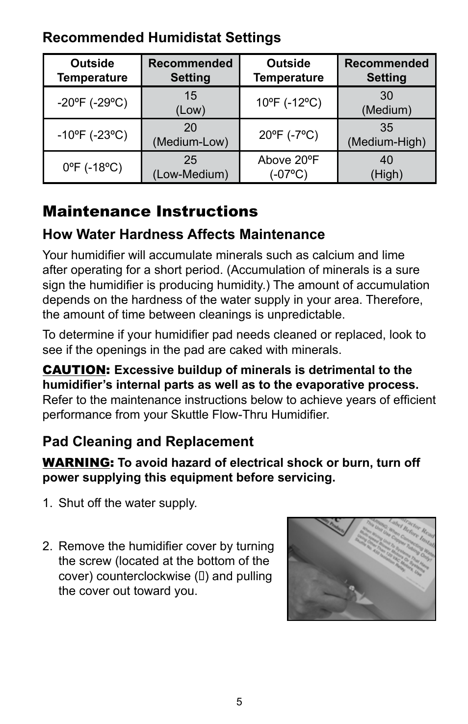 Maintenance instructions | Skuttle Indoor Air Quality Products 2000 User Manual | Page 7 / 18