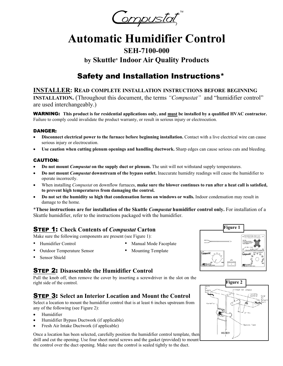 Skuttle Indoor Air Quality Products SEH-7100-000 User Manual | 6 pages