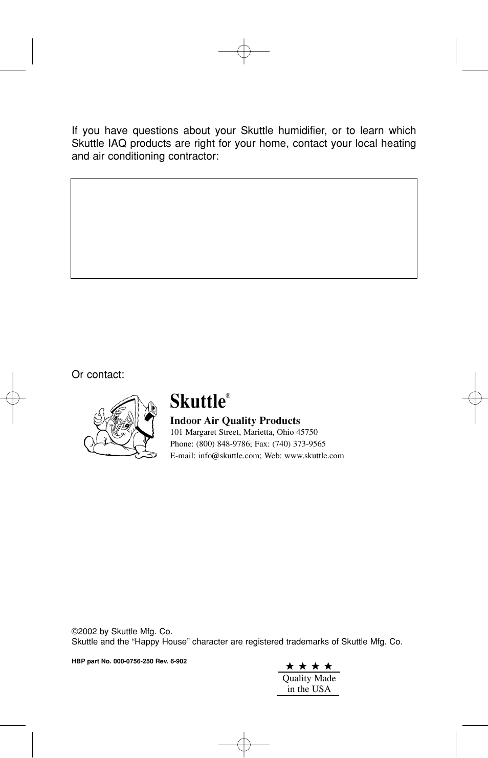 Skuttle | Skuttle Indoor Air Quality Products 90 User Manual | Page 12 / 12