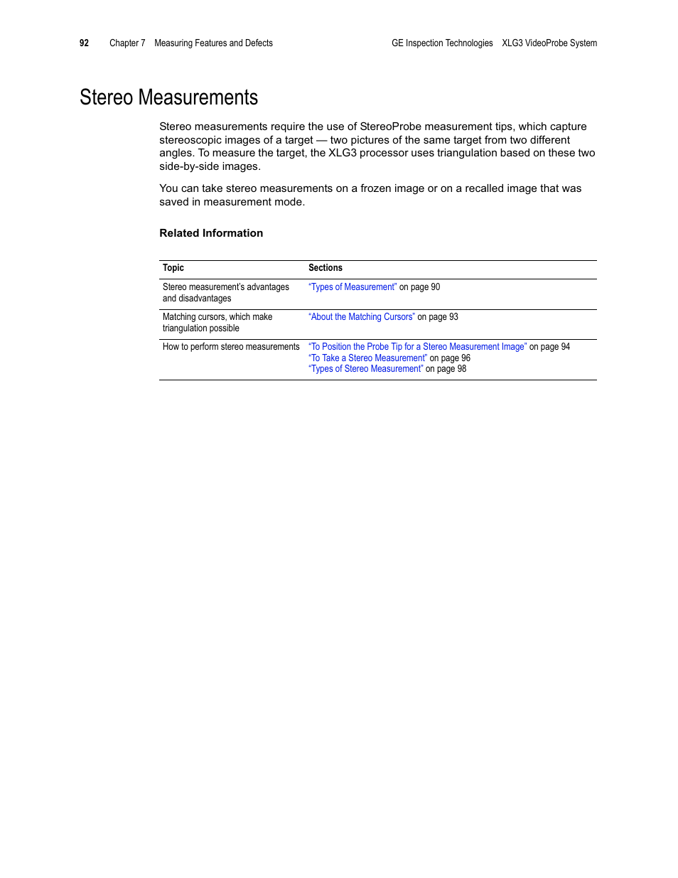 Stereo measurements | GE XLG3 User Manual | Page 101 / 160