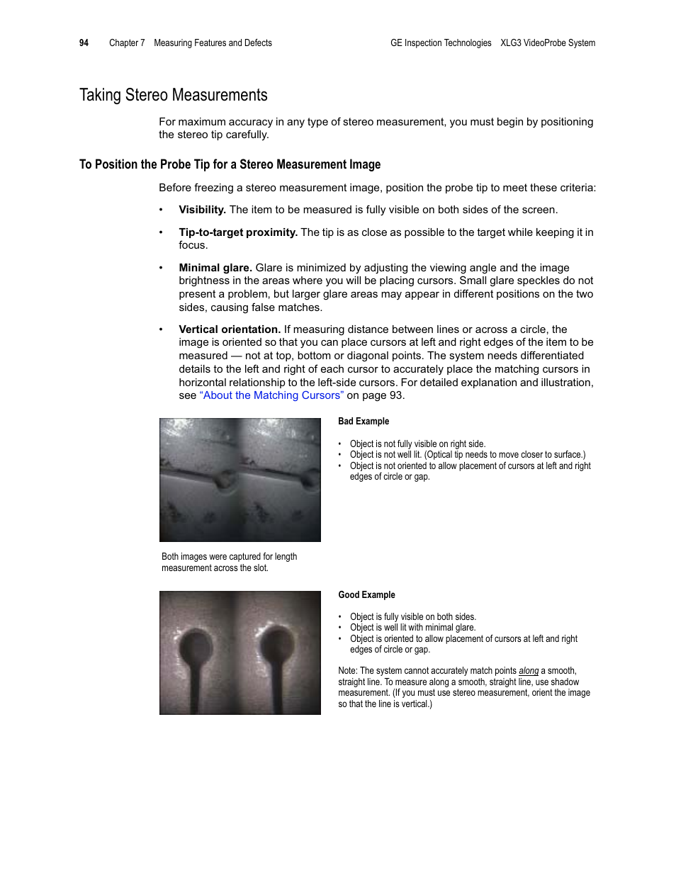 Taking stereo measurements | GE XLG3 User Manual | Page 103 / 160