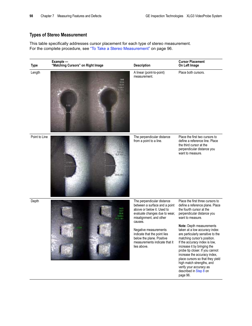 Types of stereo measurement | GE XLG3 User Manual | Page 107 / 160