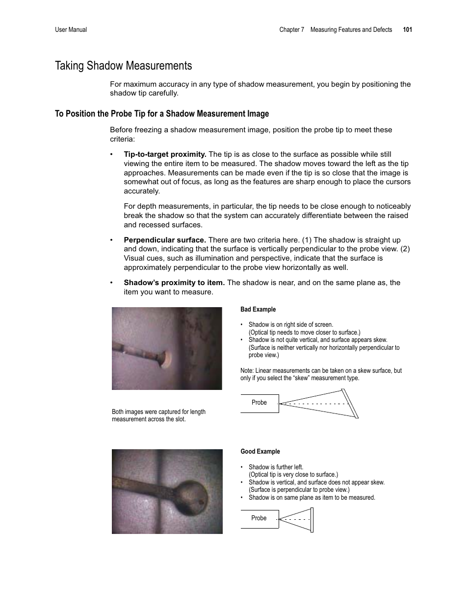 Taking shadow measurements | GE XLG3 User Manual | Page 110 / 160