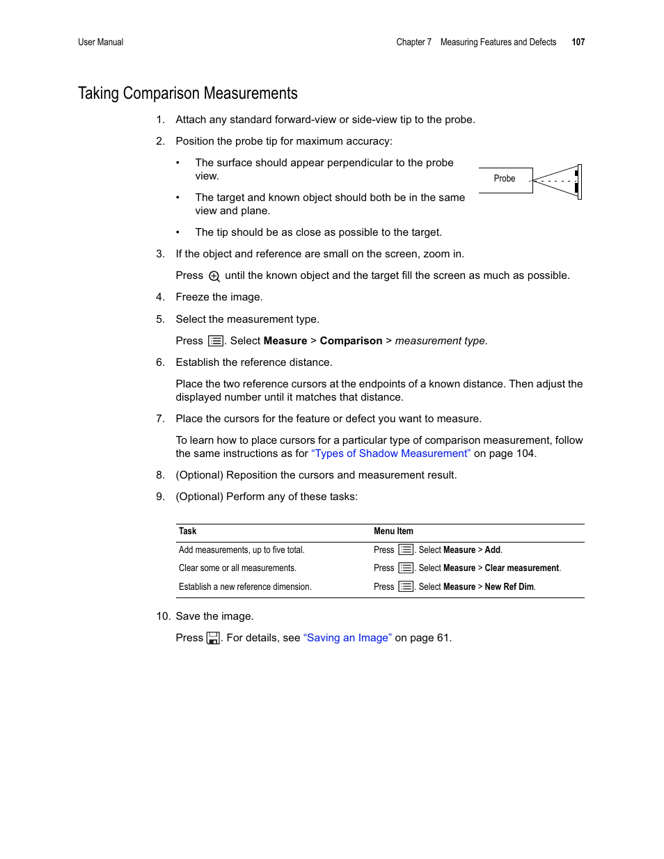 Taking comparison measurements | GE XLG3 User Manual | Page 116 / 160