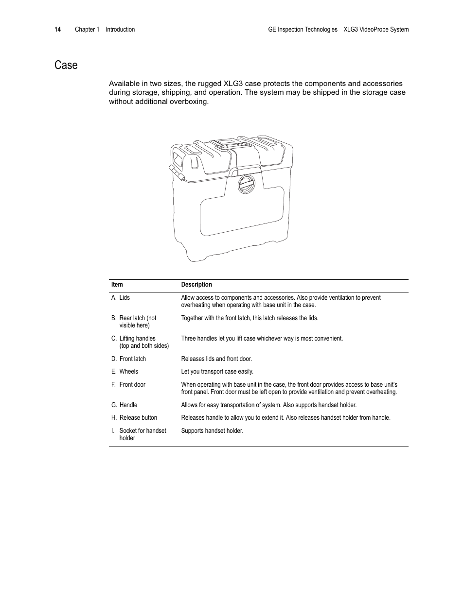Case | GE XLG3 User Manual | Page 23 / 160