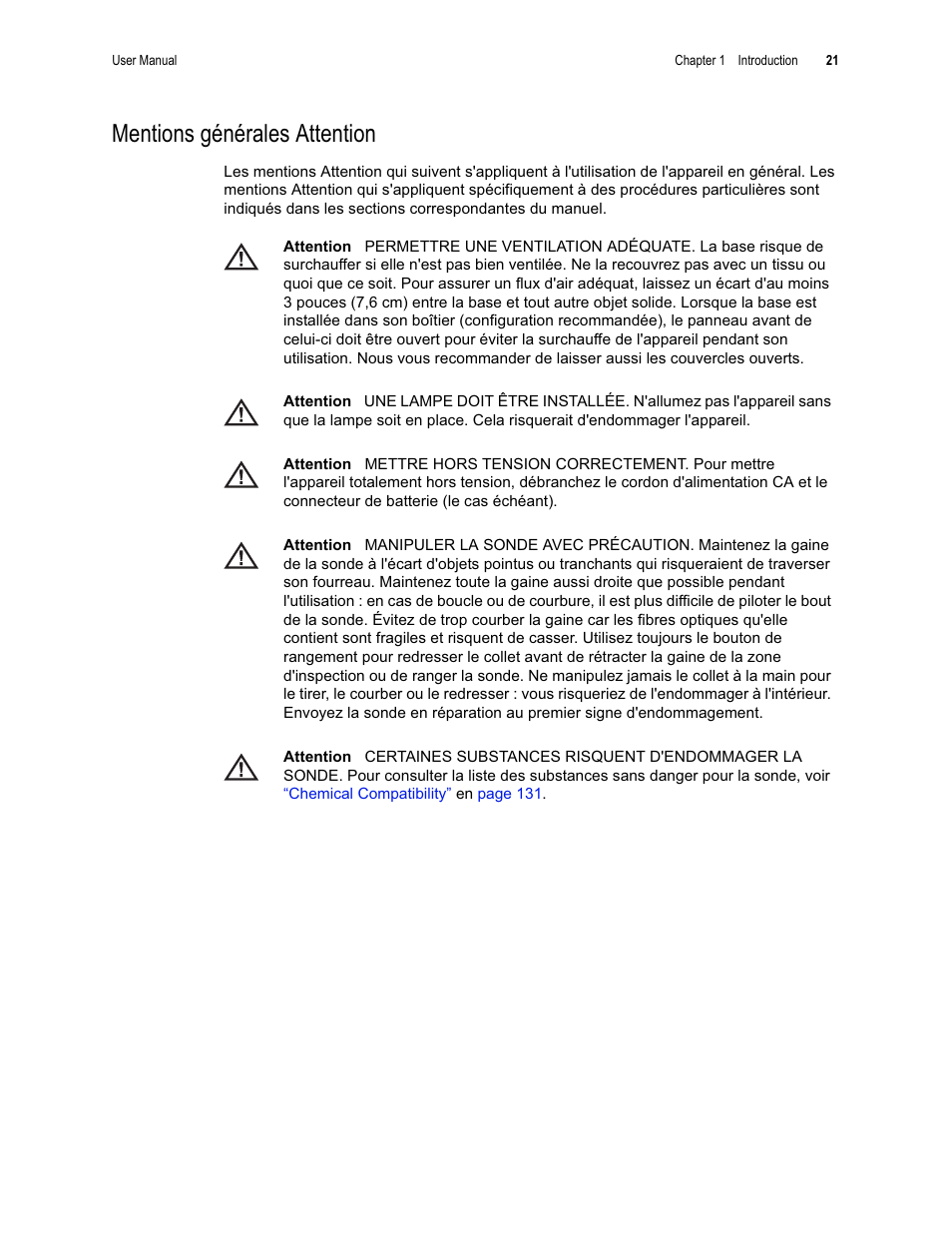 Mentions générales attention | GE XLG3 User Manual | Page 30 / 160