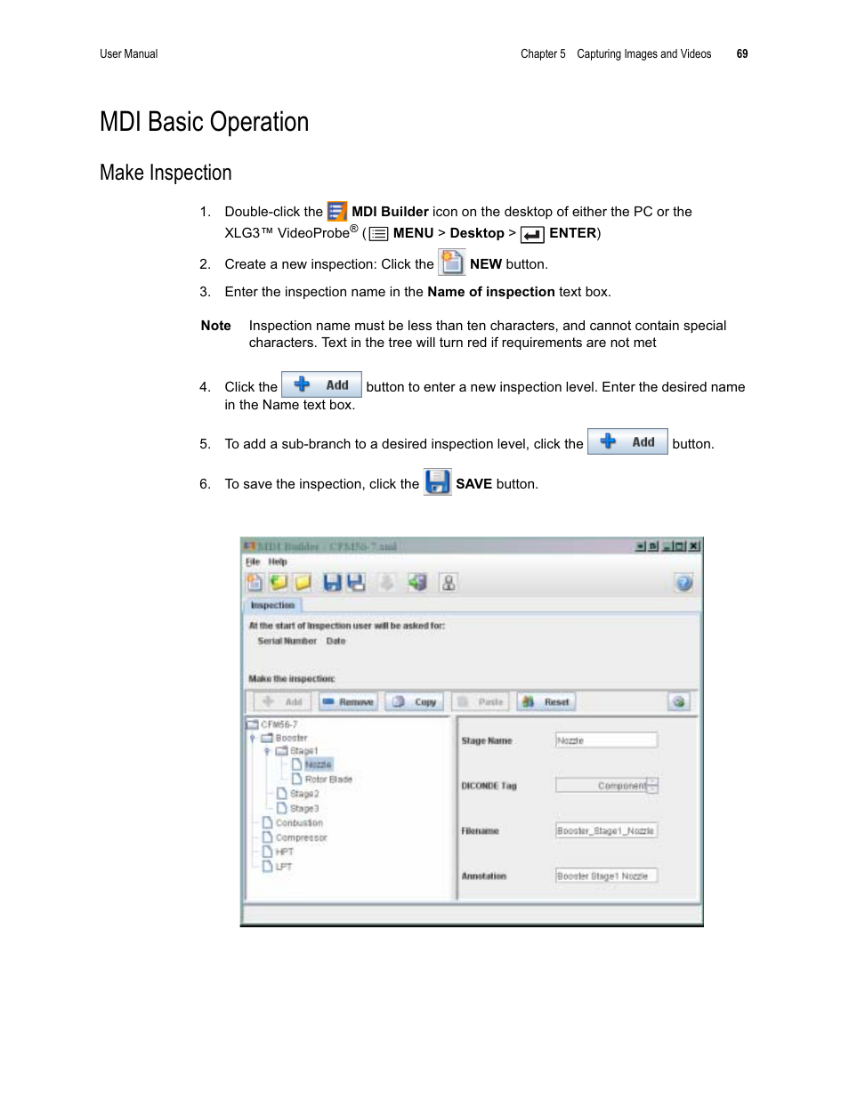 Mdi basic operation, Make inspection | GE XLG3 User Manual | Page 78 / 160