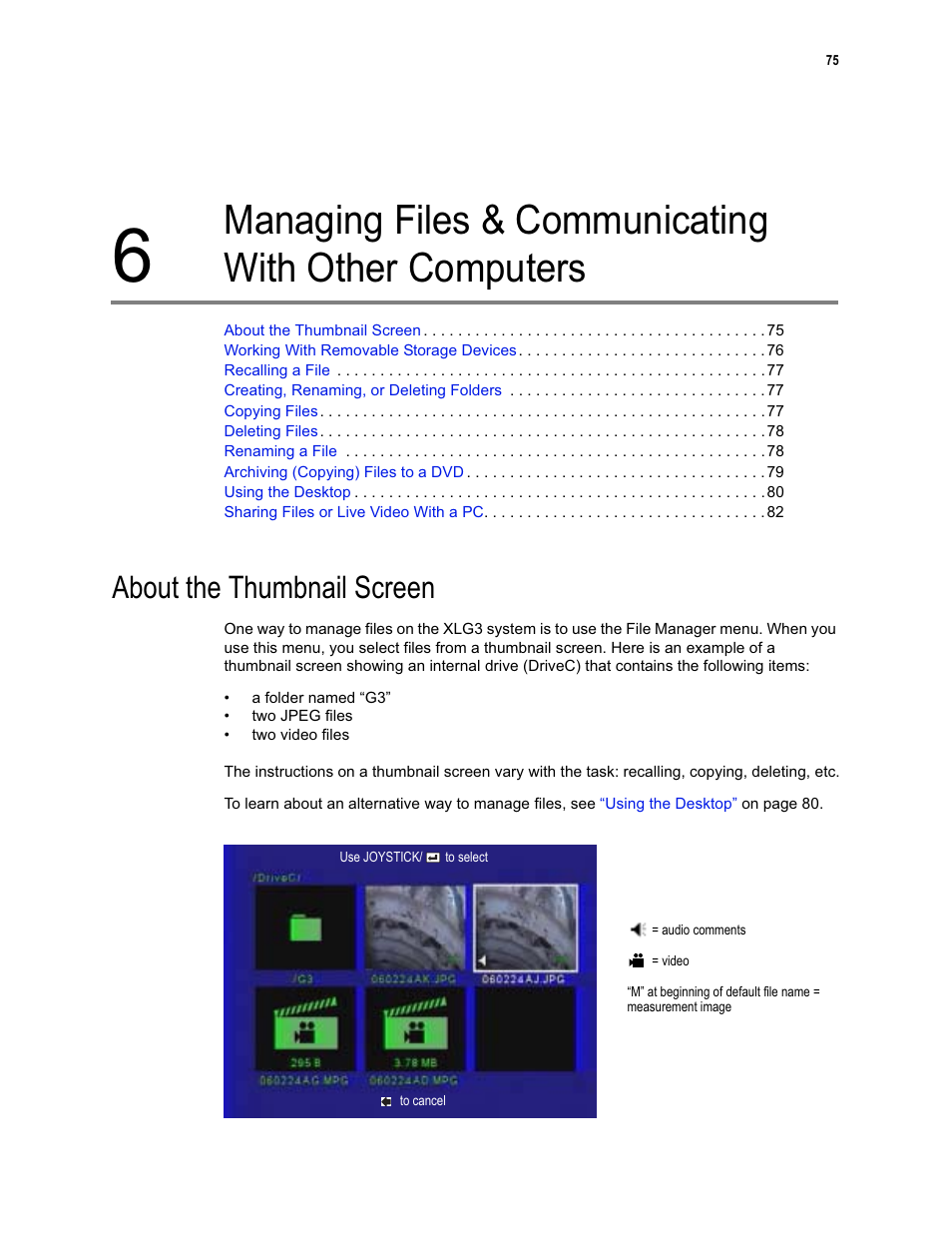 About the thumbnail screen | GE XLG3 User Manual | Page 84 / 160