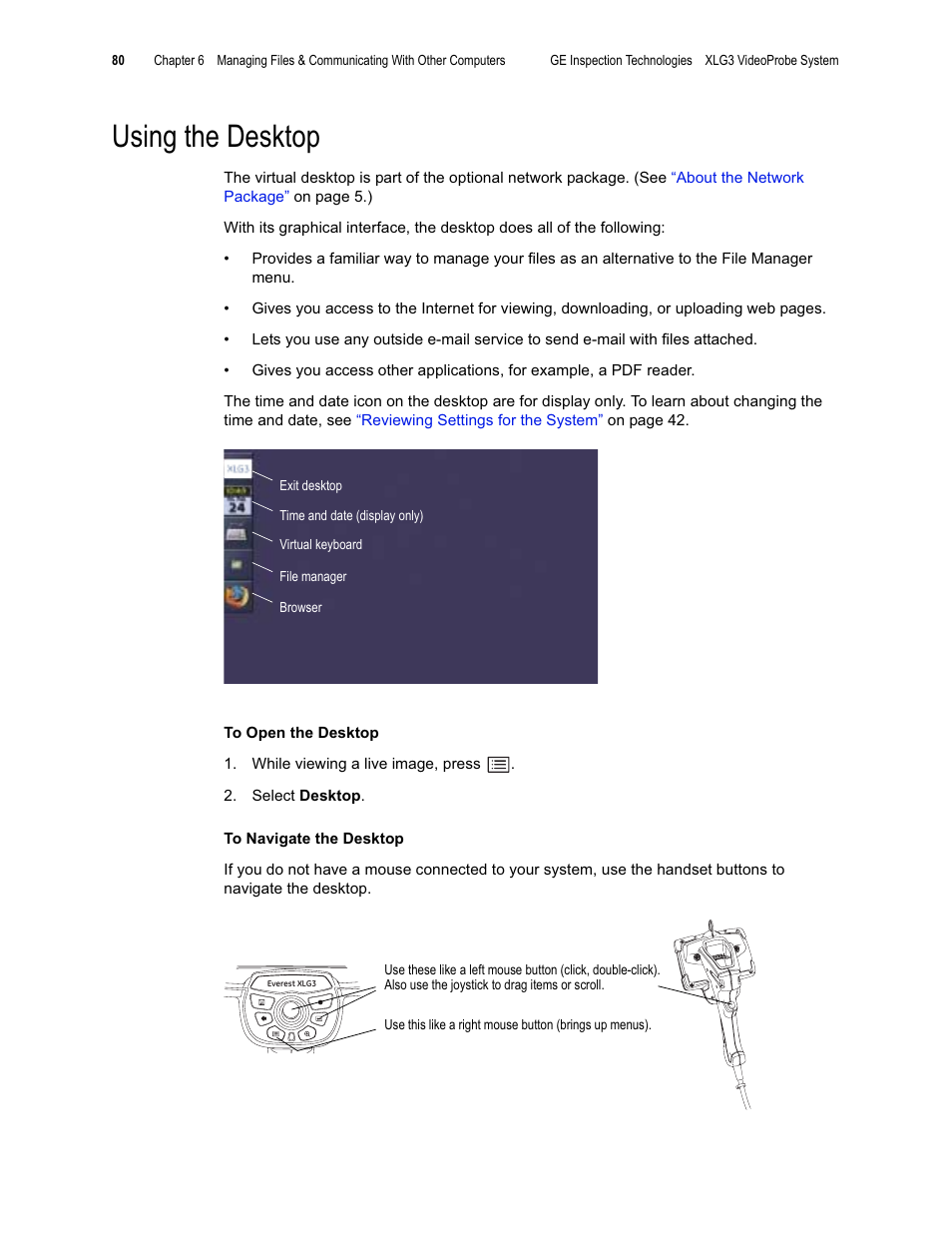 Using the desktop | GE XLG3 User Manual | Page 89 / 160