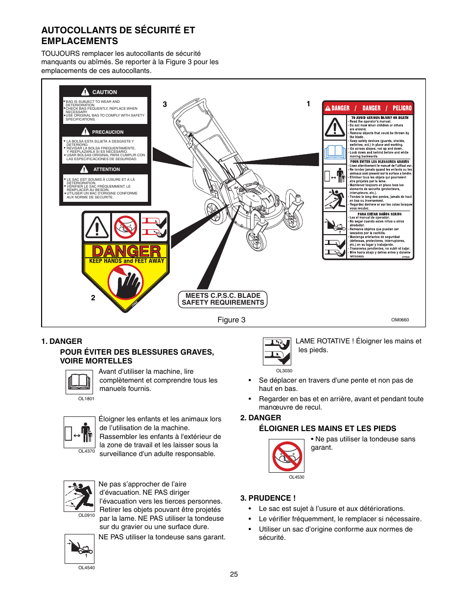 Autocollants de sécurité et emplacements | Scotts 907254 - LM21SW User Manual | Page 25 / 69