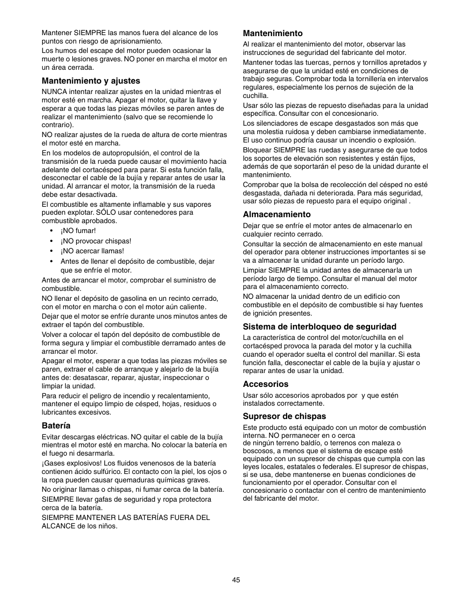 Scotts 907254 - LM21SW User Manual | Page 45 / 69