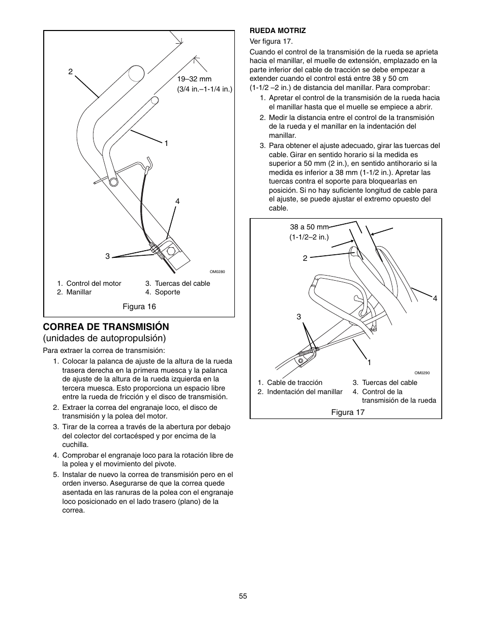Correa de transmisión (unidades de autopropulsión) | Scotts 907254 - LM21SW User Manual | Page 55 / 69