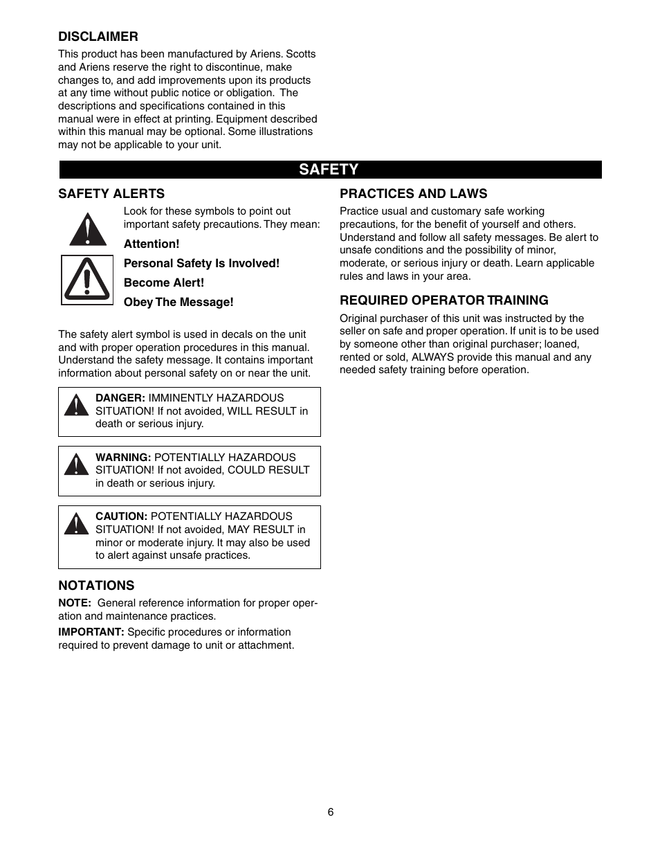 Safety | Scotts 907254 - LM21SW User Manual | Page 6 / 69