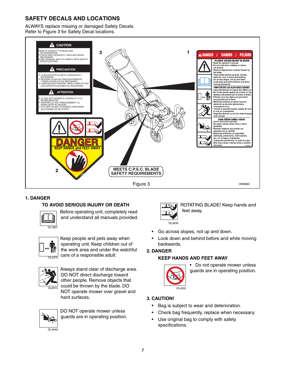 Safety decals and locations | Scotts 907254 - LM21SW User Manual | Page 7 / 69