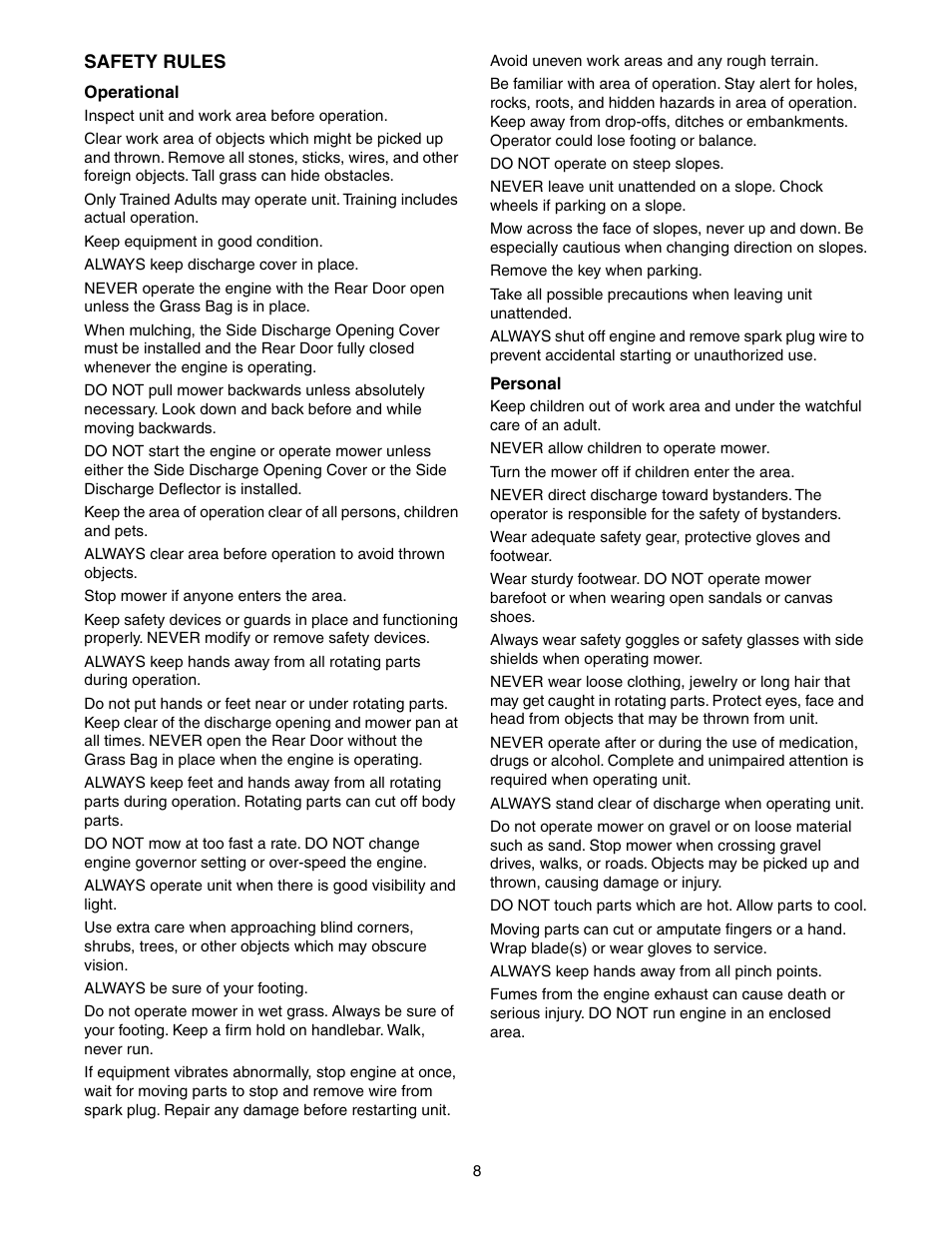 Scotts 907254 - LM21SW User Manual | Page 8 / 69