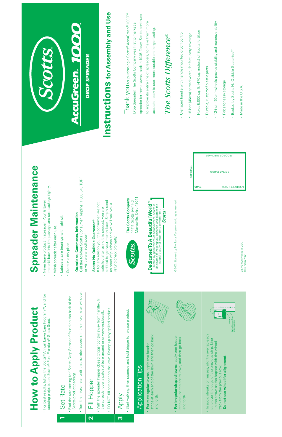 Scotts ACCUGREEN 1000 User Manual | 2 pages